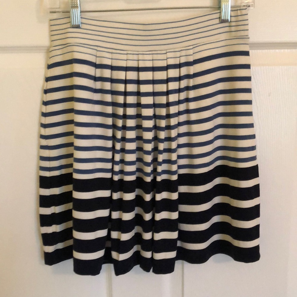 White with blue ombré stripes circle skirt